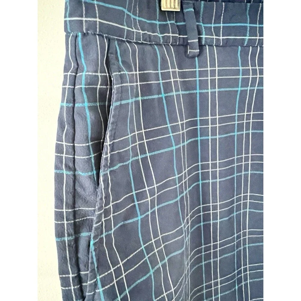 Walter Hagen  Men’s Shorts Blue Plaid 36 Preppy Flat Front Pockets